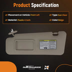Driver Side Sun Panel for Toyota Highlander (2008–2013) 74320-0E051 UV Block