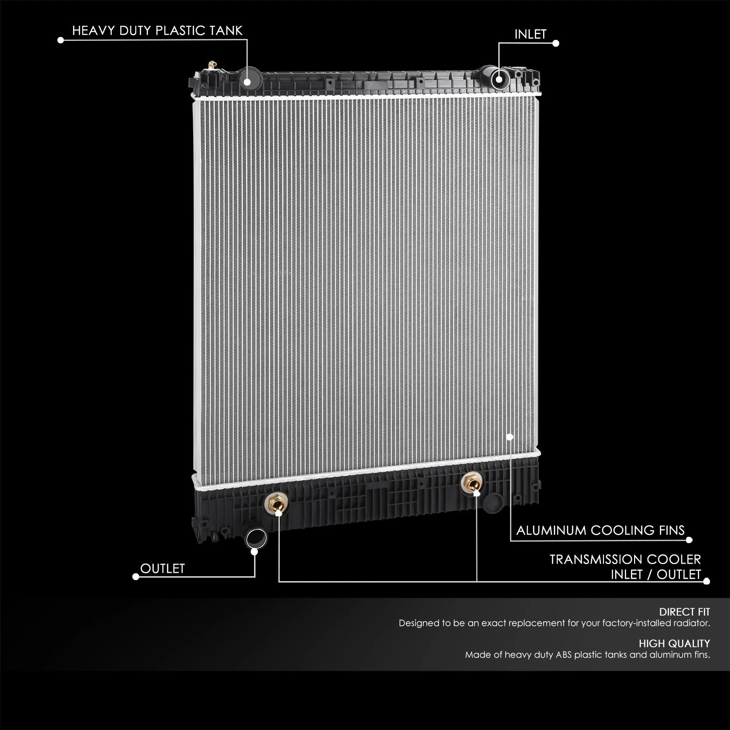 2-Row Aluminum Core Radiator for Freightliner Business Class M2 106 112 (2008–2013)