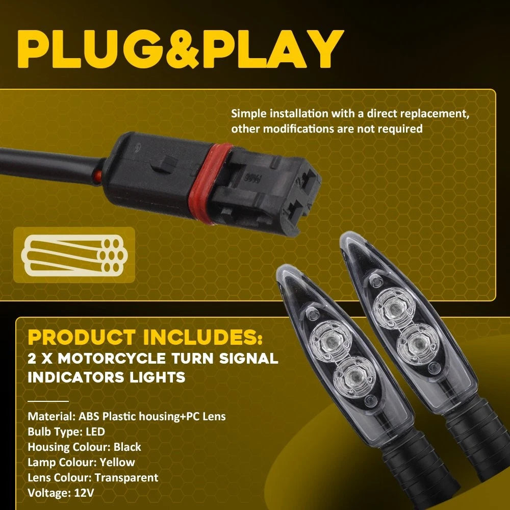2X LED Turn Signal Indicator Lights for BMW S1000RR R1200GS F800GS (2010–2023)
