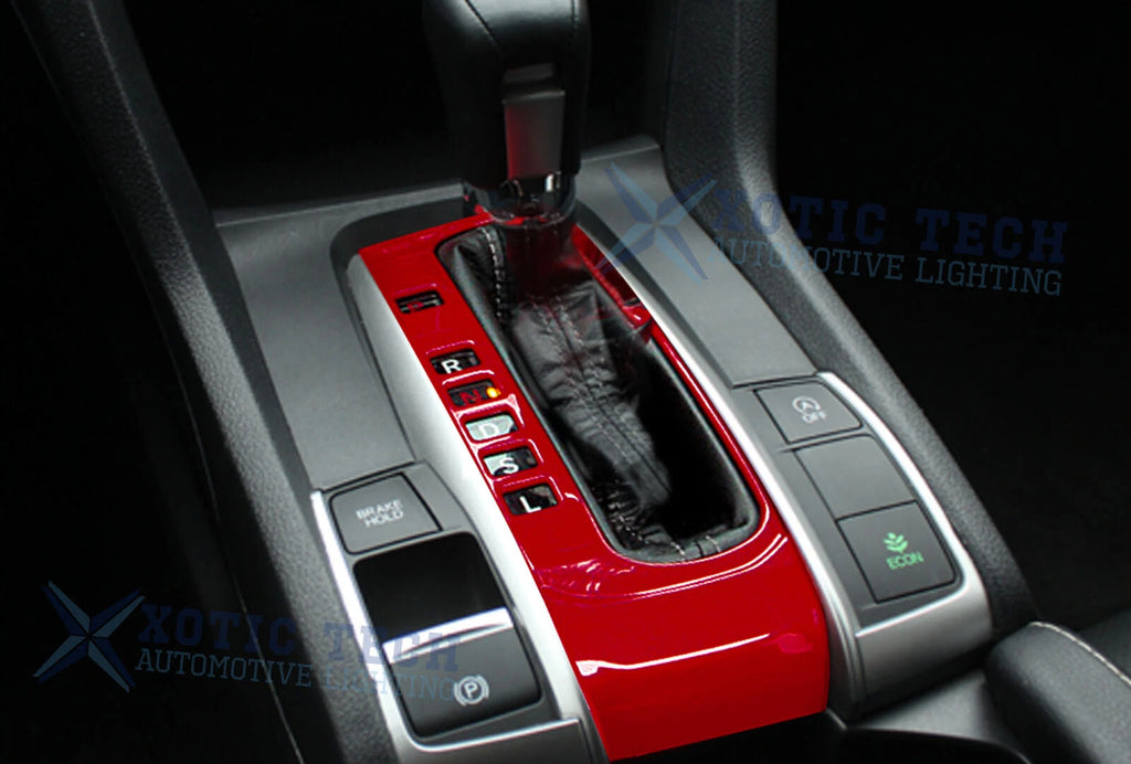 Red Console Gear Shift Box Frame Cover Decoration for Honda Civic (2016-2021)