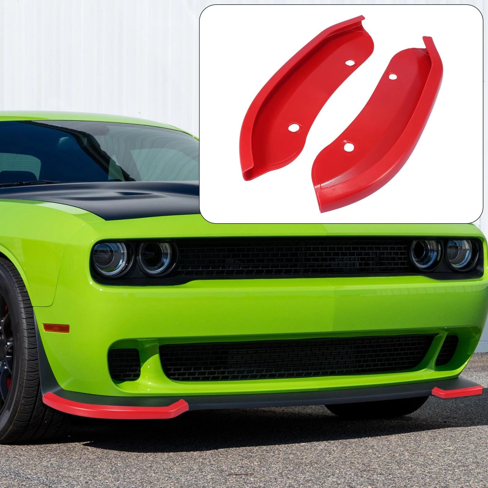 Pair Front Bumper Lip Splitter Protector for Dodge Challenger Hellcat (2015–2021)