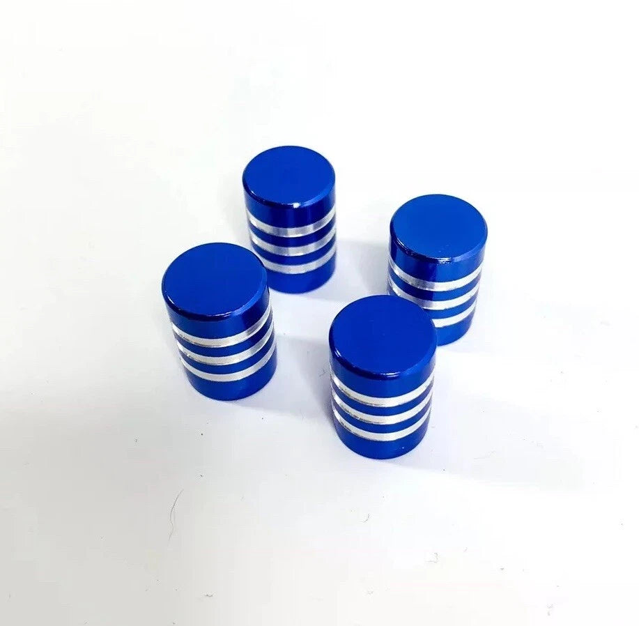 Tire Valve Stem Air Caps Blue Billet Aluminum Replacement for Truck Car (—)