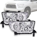 Set of 2 Chrome Headlights for Toyota Tundra, Sequoia (2007–2017)