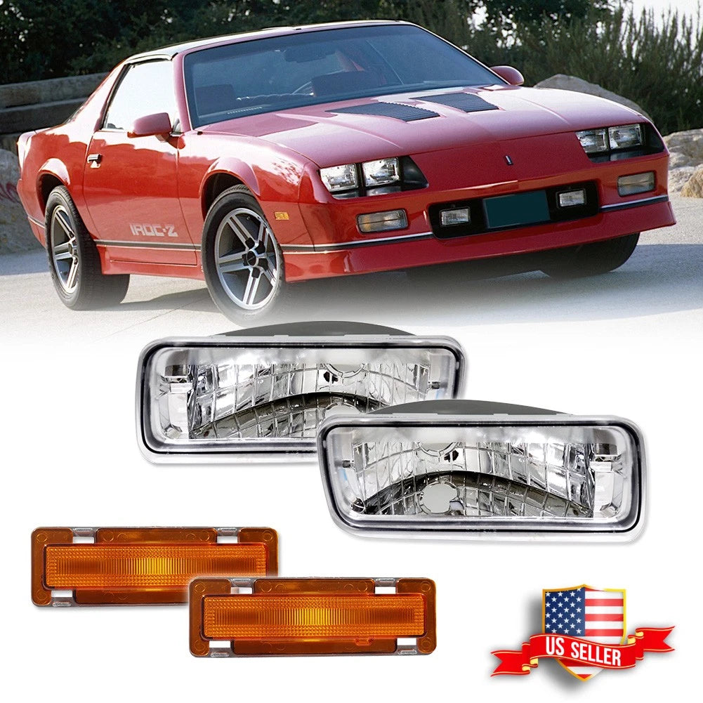 Clear Bumper Turn Signal Light & Amber Side Marker Lights for Chevy Camaro (1985–1992)