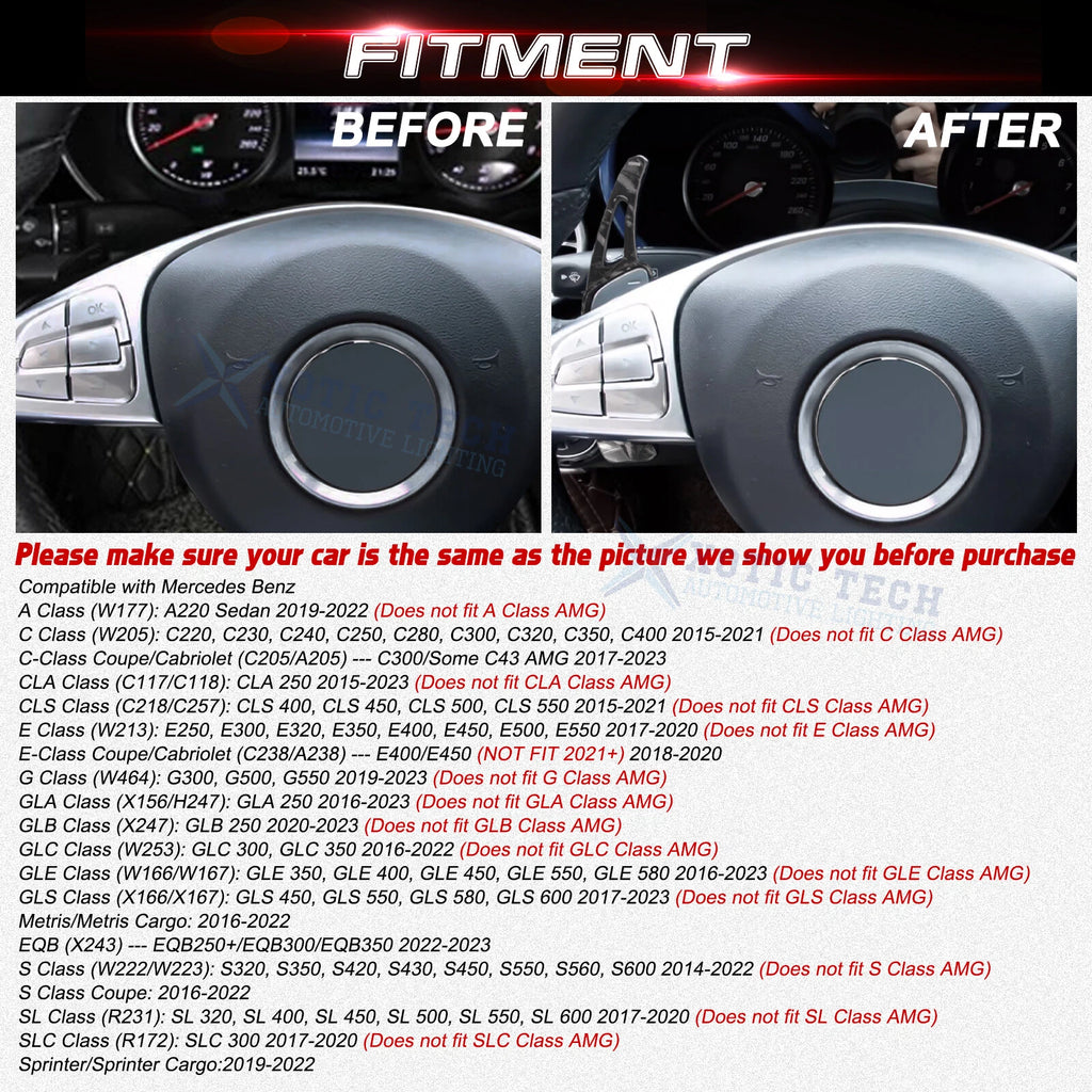 Forged Texture Paddle Shifter Extension for Mercedes-Benz C/GLC (2015-2022)