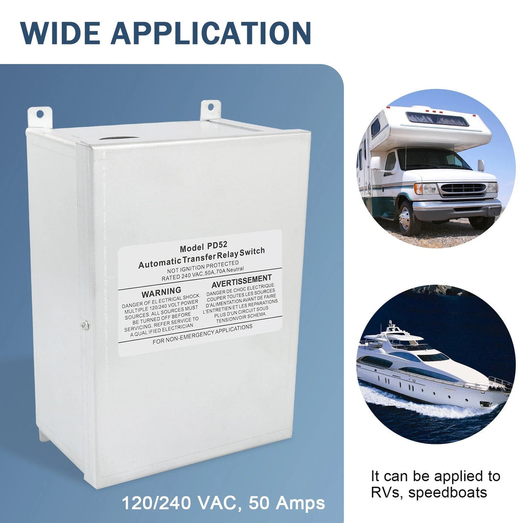 50 Amp Automatic Transfer Switch for RV Speedboats