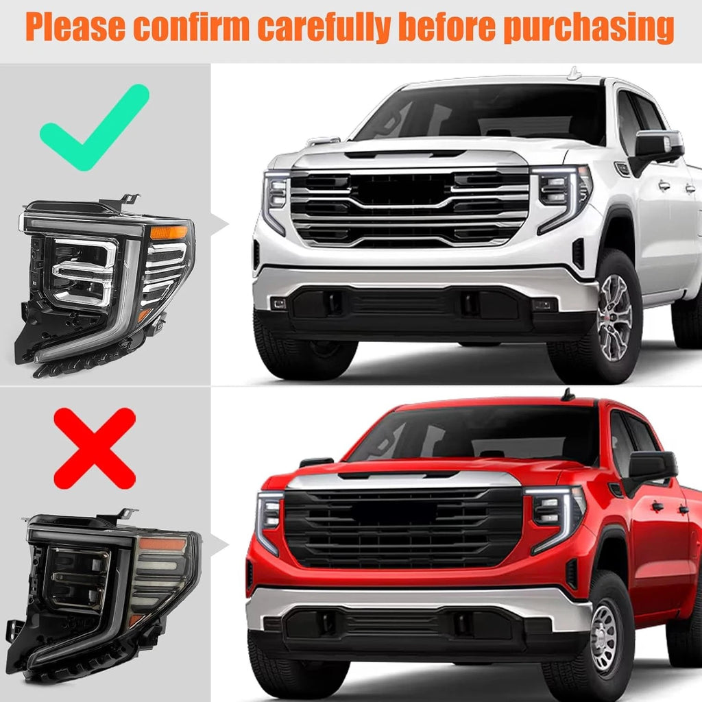 Full LED Headlight Left Driver for GMC Sierra 1500 SLT Denali (2022–2025)