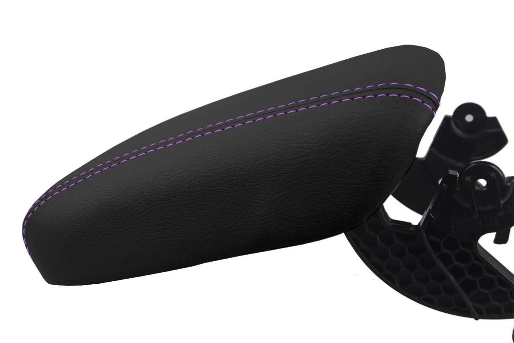 Leather Console Lid Armrest Cover for Honda CR-V (2017–2021) Purple Stitch