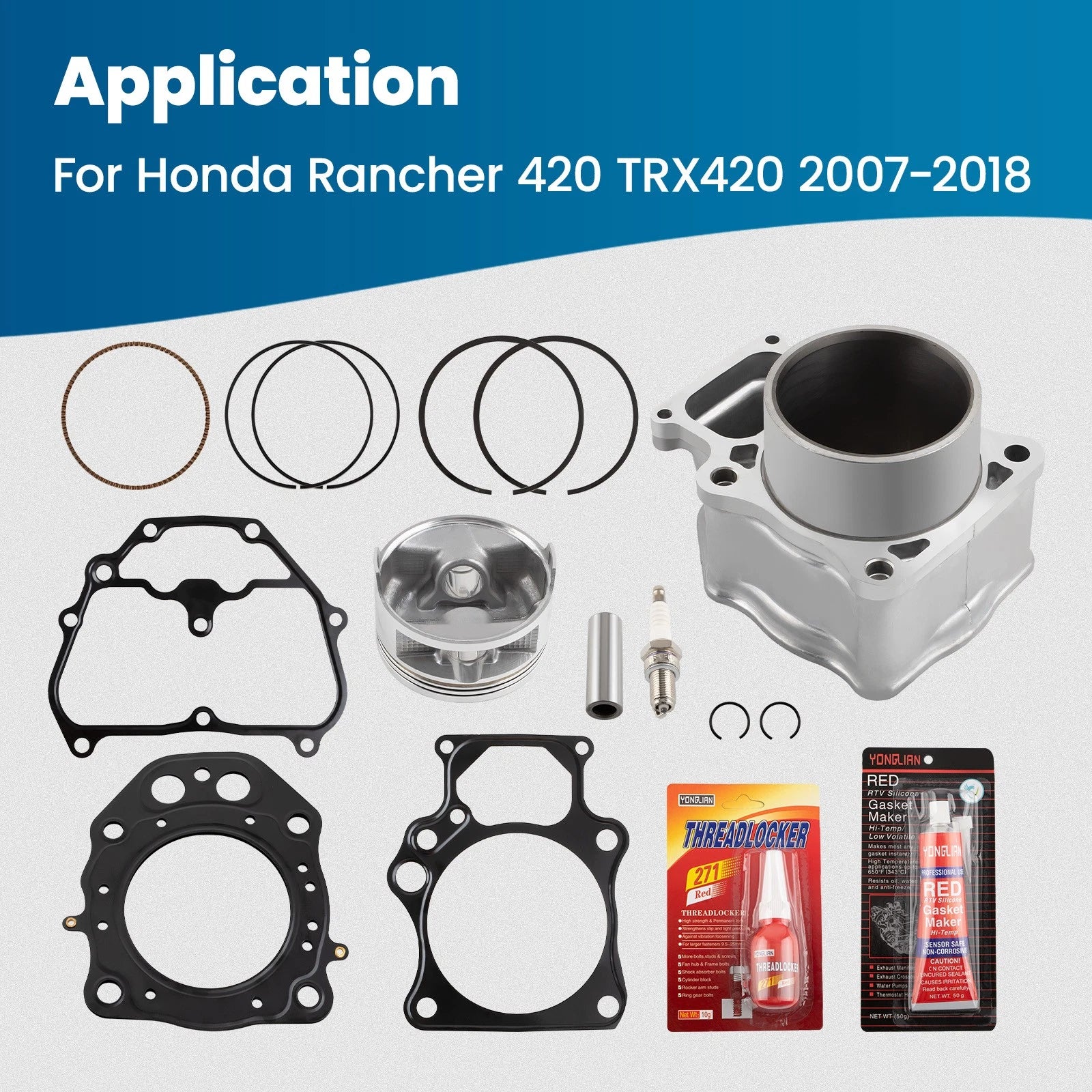 Cylinder Piston Kit Top End Set for Honda TRX 420 Rancher (2007–2018)