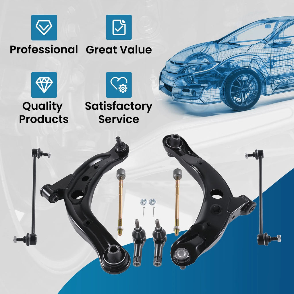 8x Front Lower Control Arm + Ball Joint Sway Bars Tie Rods for Mazda MPV (2001–2006)
