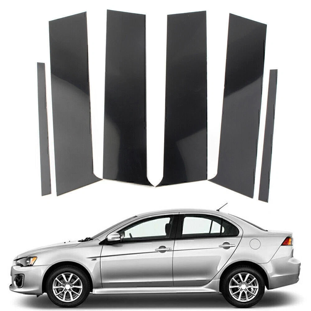 Set of 6 Pillar Posts Door Trim for Mitsubishi Lancer Sedan (2008–2017) Black
