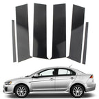 Set of 6 Pillar Posts Door Trim for Mitsubishi Lancer Sedan (2008–2017) Black