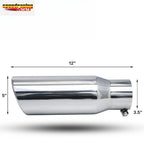 Muffler for Universal Fit (12" Slant, 3.5" Inlet, 5" Outlet, Chrome)