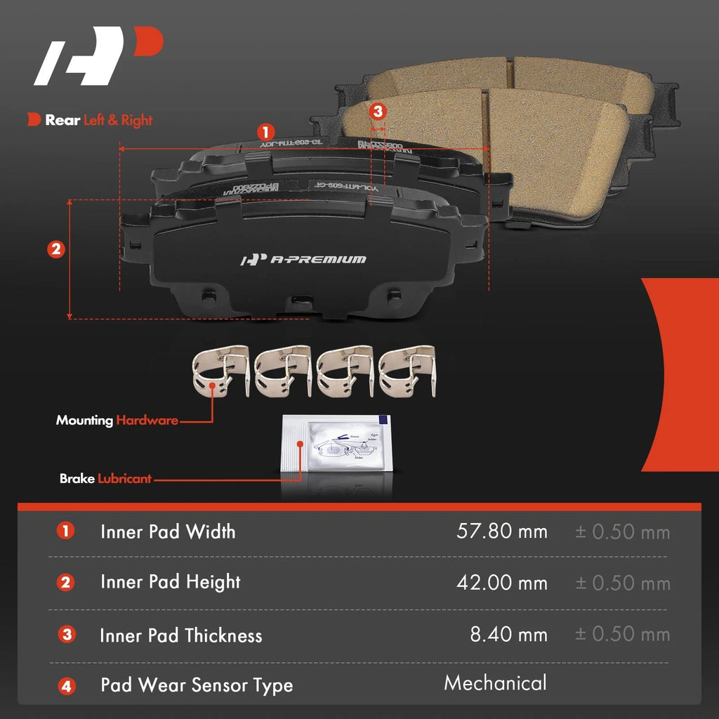 Set of 4 Rear Side Ceramic Brake Pads for Nissan Kicks (2021)