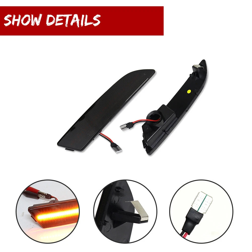 Smoked Lens Amber LED Side Marker Lights for Chrysler Crossfire (2004–2008)