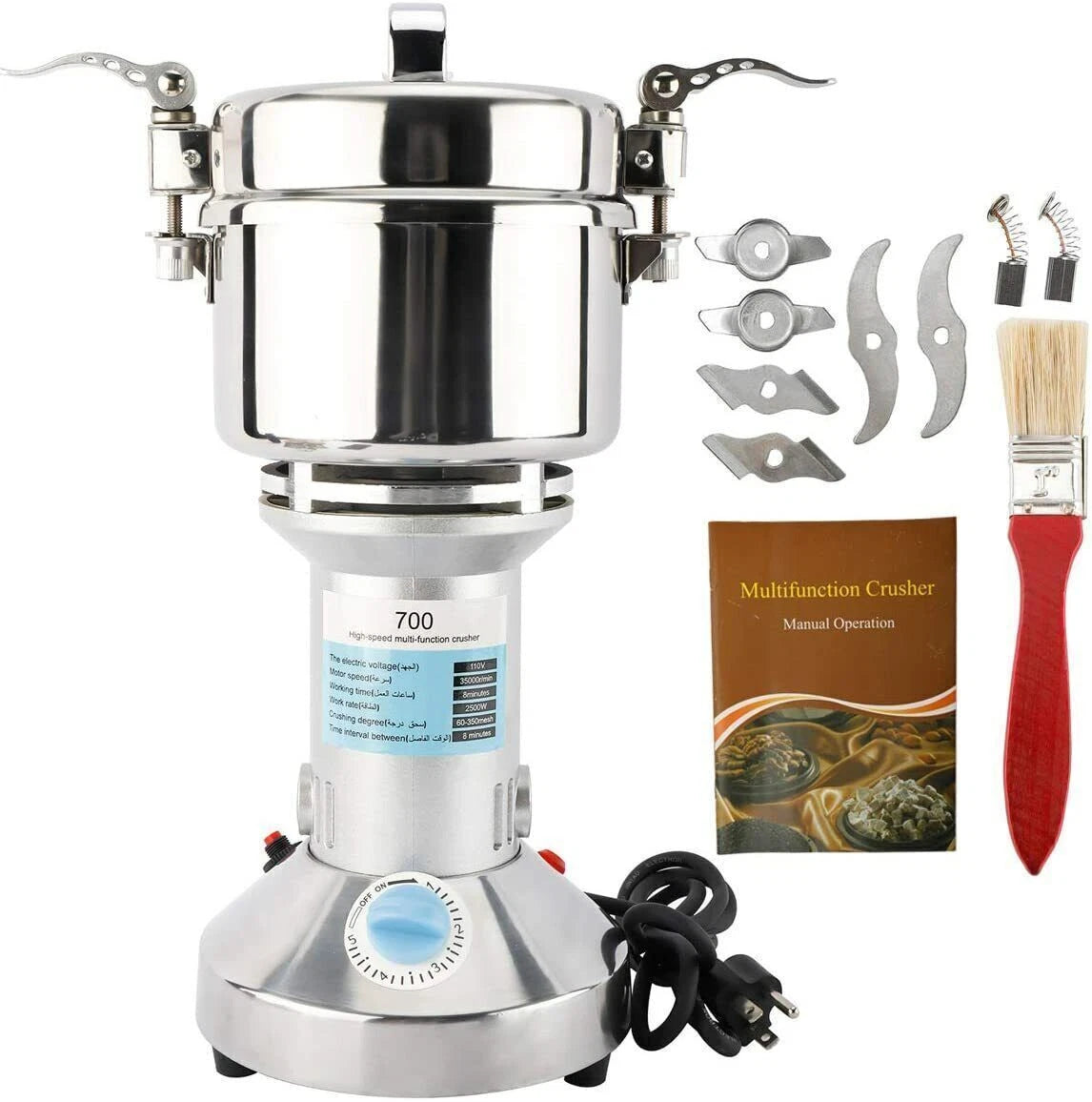 Electric Grain Mill Grinder for Spice Cereal Flour Powder (110V)