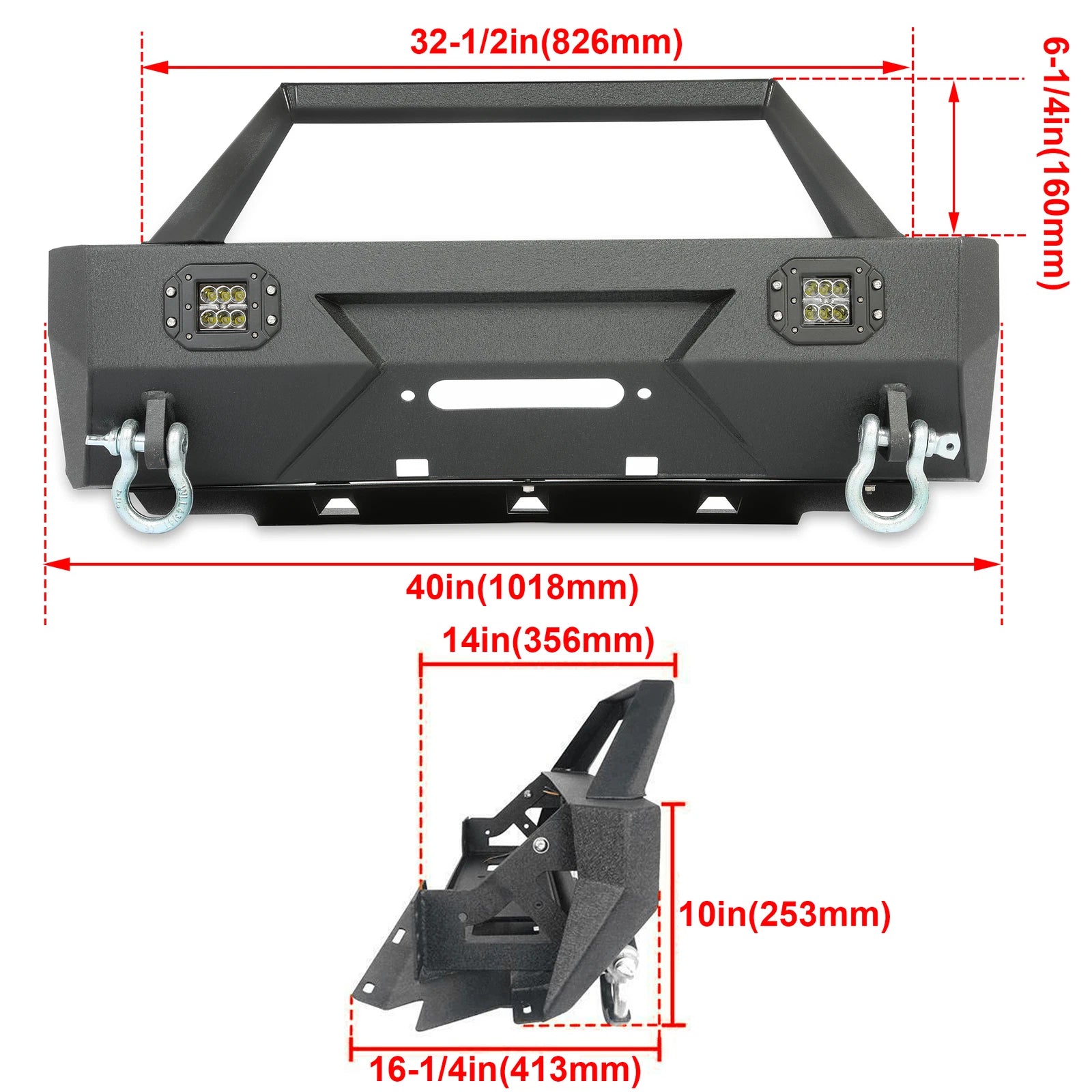 Stubby Steel Front Bumper with Winch Plate for Toyota 4Runner (2010-2022)
