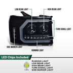 Dual LED Projector Headlights for GMC Sierra 1500 2500 3500 (2007–2014)