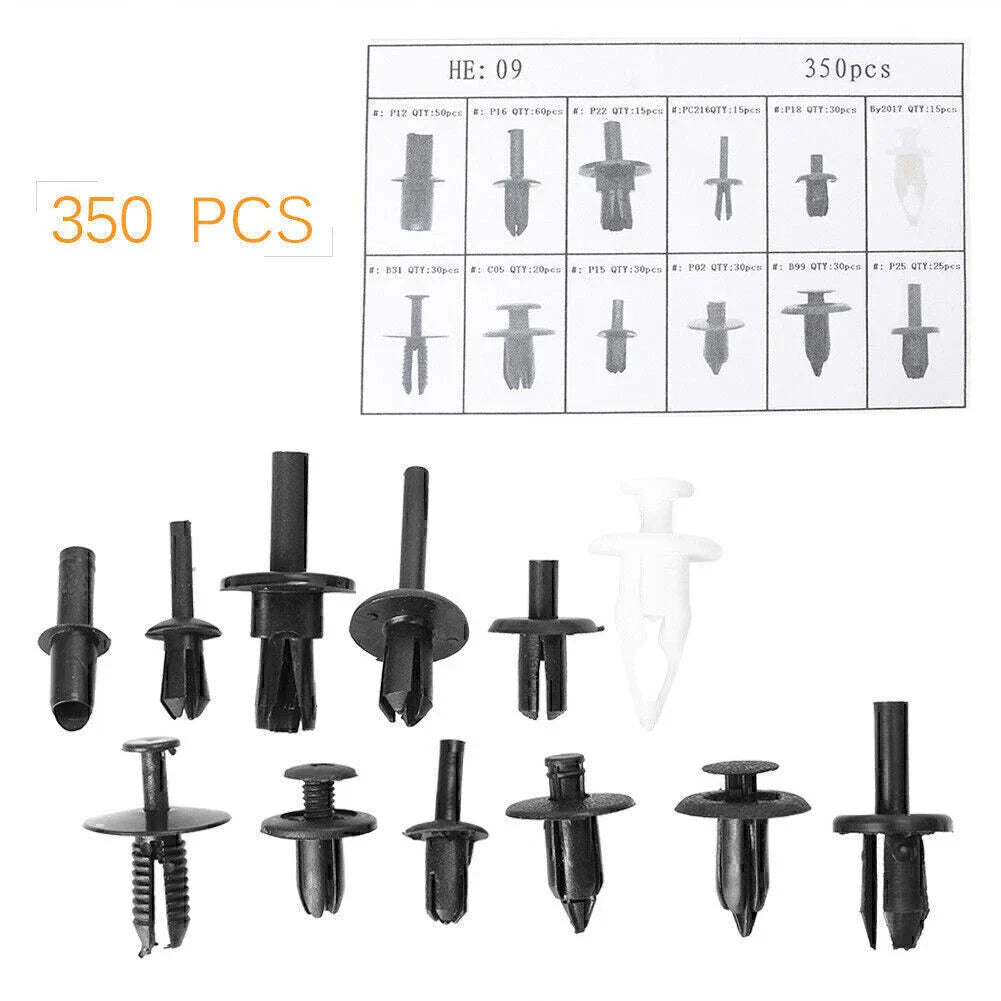 350 x Car Plastic Rivets Fasteners Trim Clips