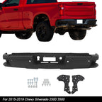 Steel Rear Bumper for GMC Silverado 2500 (2015–2019) with Sensor Hole Black