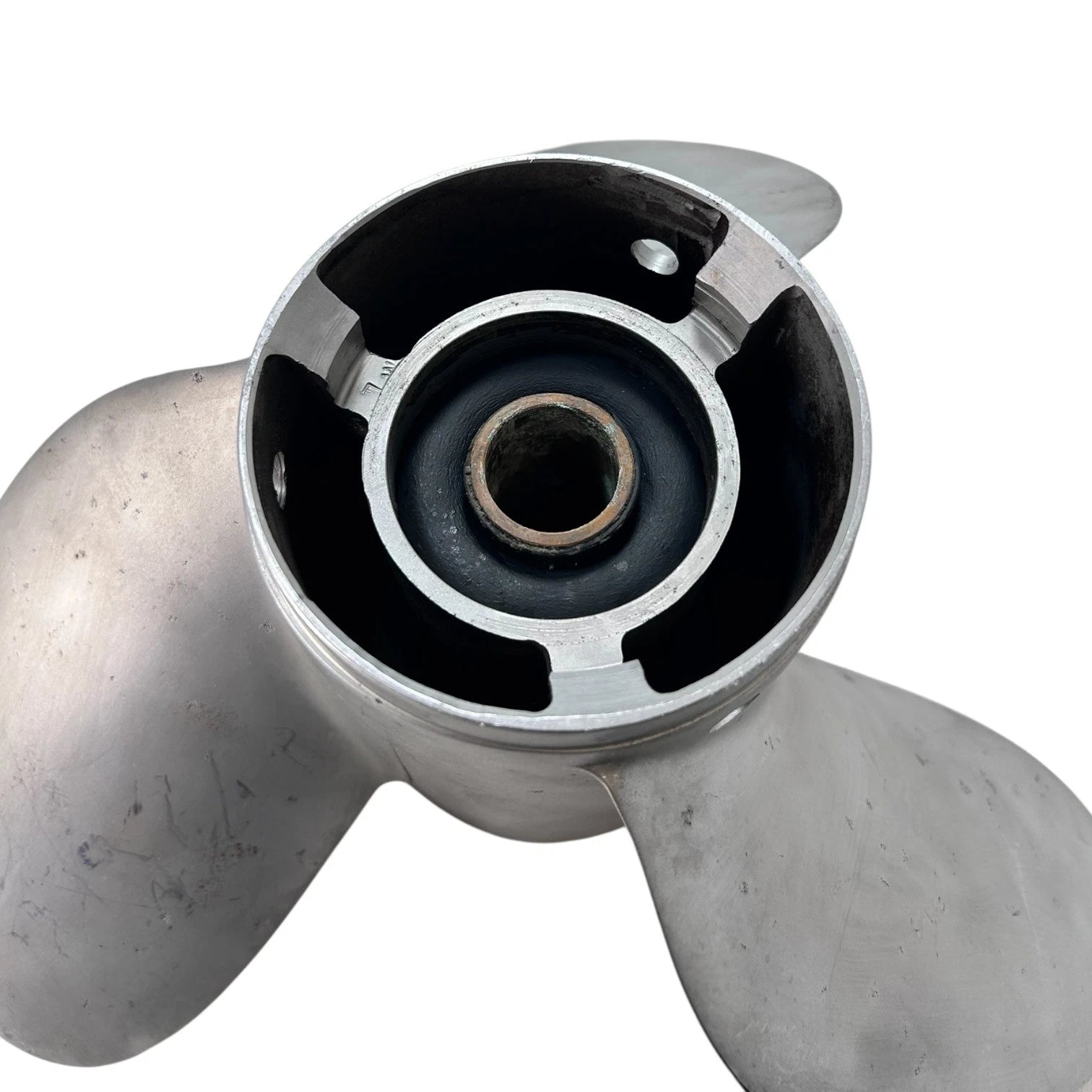 3X 14 1/2 x 22 LH Raker SS Propeller for OMC Evinrude Johnson (OEM 398503)
