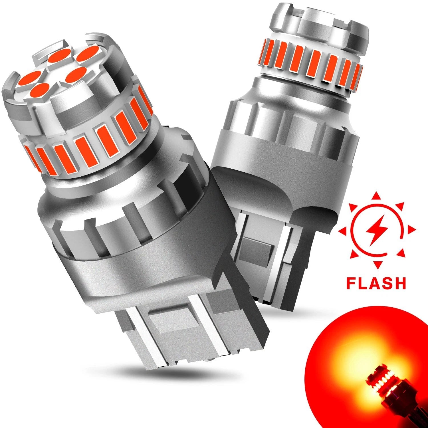 Set of 2 AUXITO 7443 7440 LED Red Strobe Brake Tail Light Bulbs for