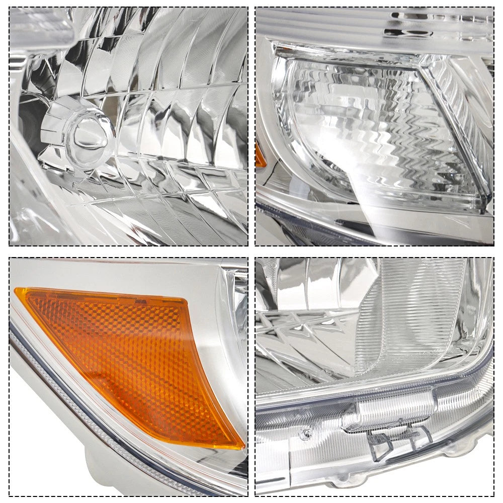 Set of 2 Replacement Headlights for Toyota Highlander (2008-2010) Chrome Halogen