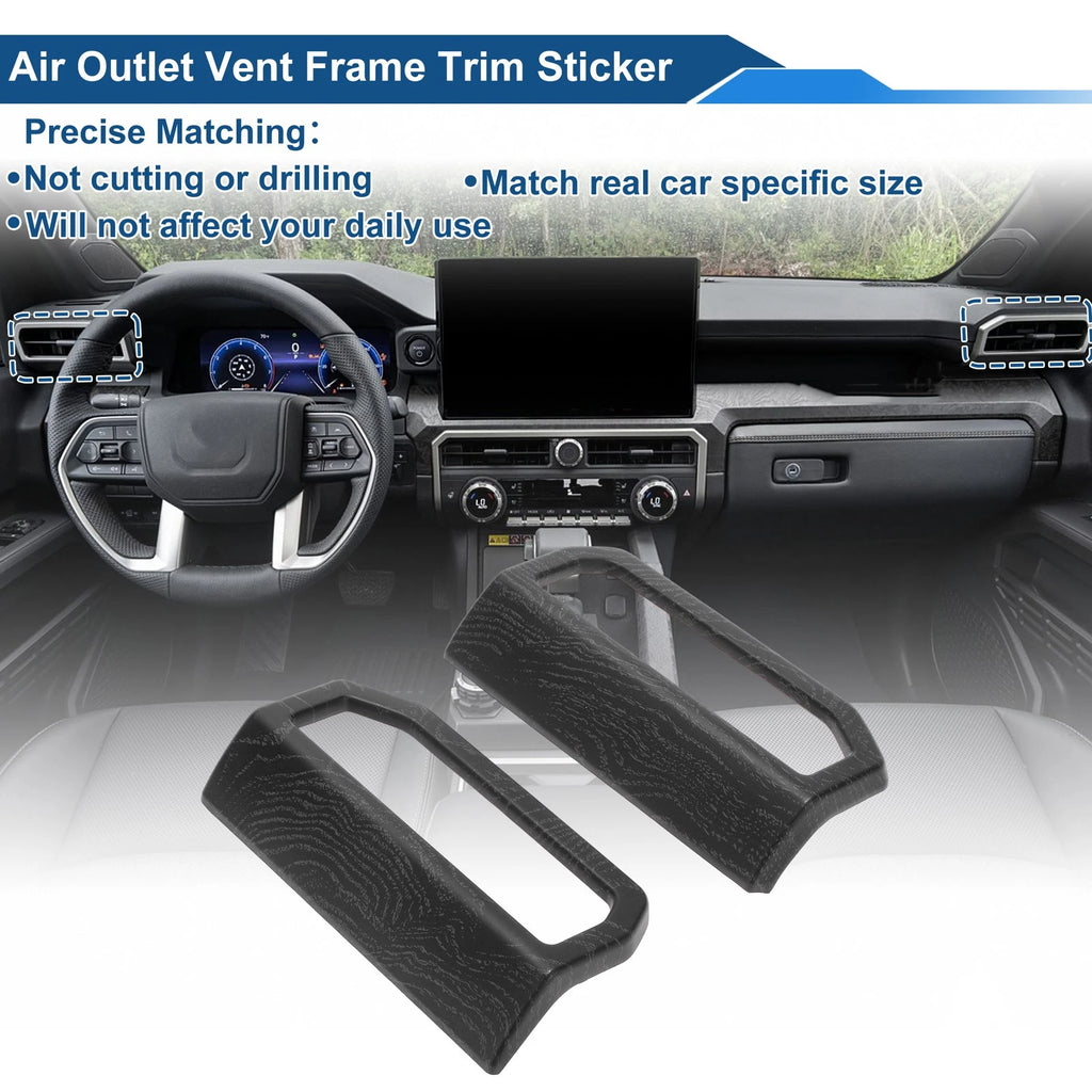 Air Condition Outlet Vent Trim Cover Frame for Toyota Tacoma (2016–2023) Black Woodgrain