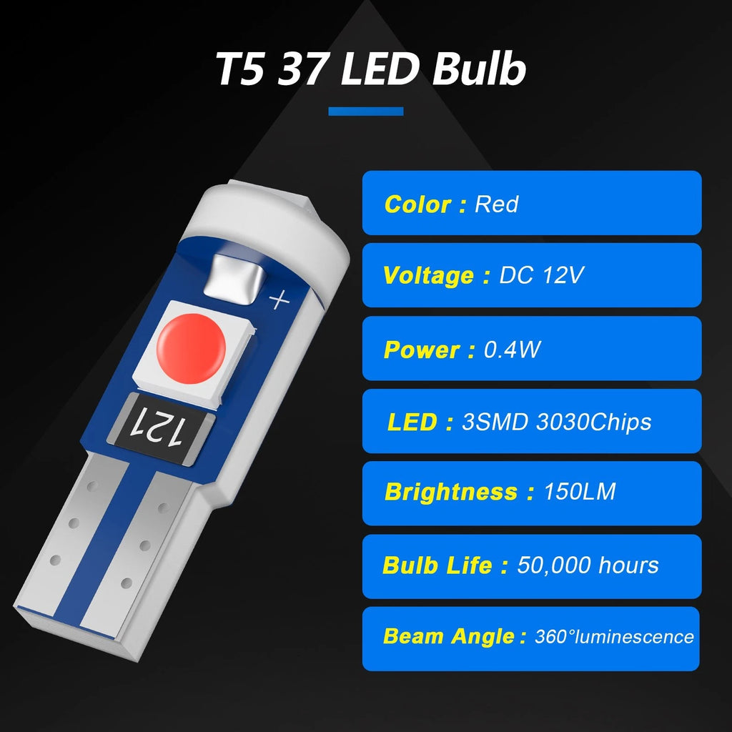 20X T5 74 3030-3SMD LED Speedometer Gauge Light for Universal