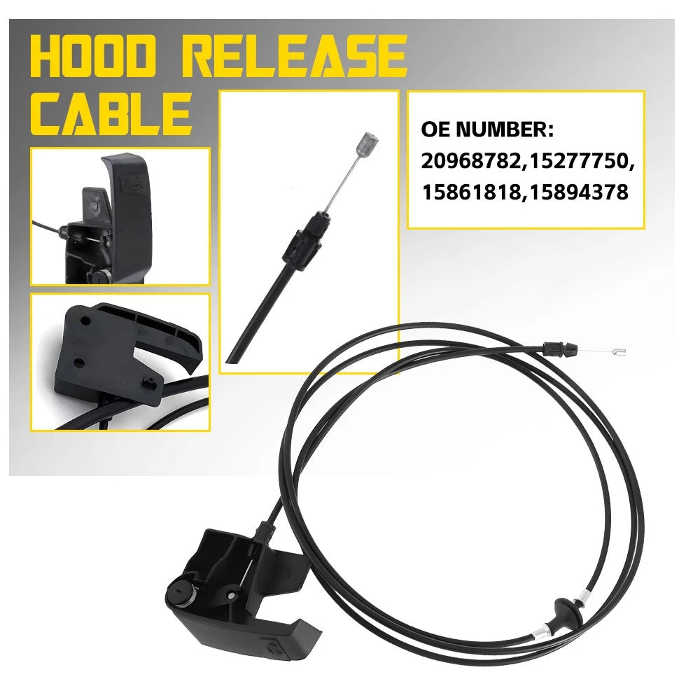 Hood Latch Release Cable with Handle for GM Trucks (2007–2014) OEM 20968782 15894378