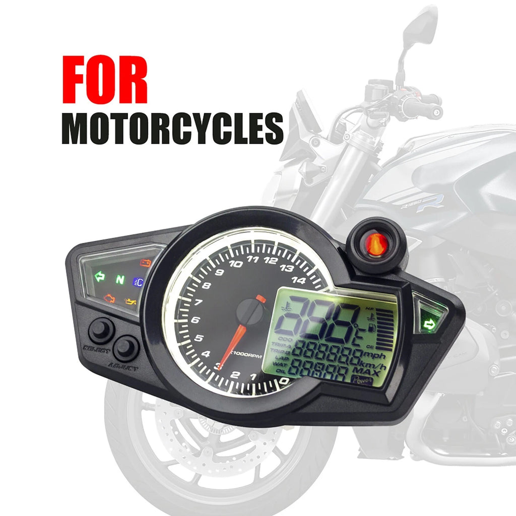 Universal Digital LCD Tachometer Speedometer Odometer for Motorcycle (1-6 Gear)