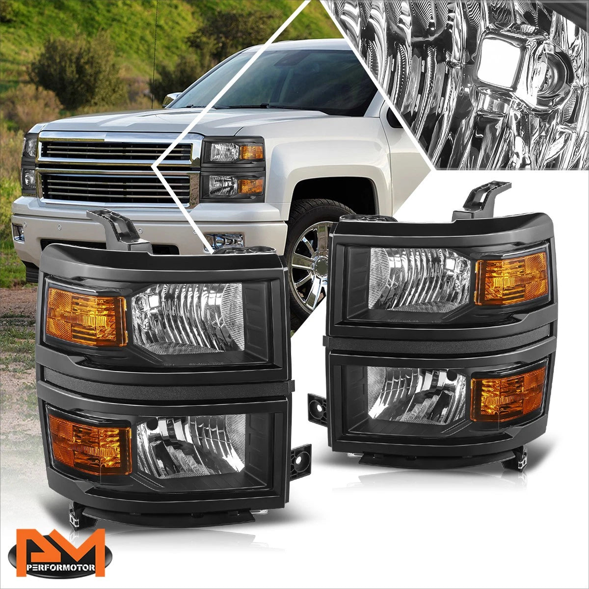 Factory Style Amber Corner Headlights Lamp for Chevy Silverado 1500 (2014–2015)