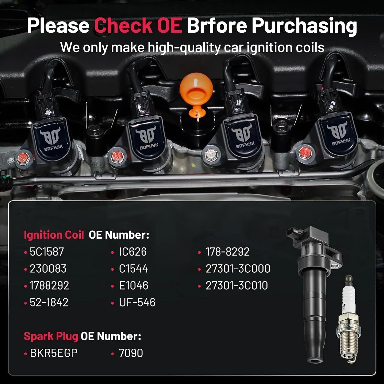 Ignition Coils Pack for Hyundai Sonata (2006-2010) 3.3L V6