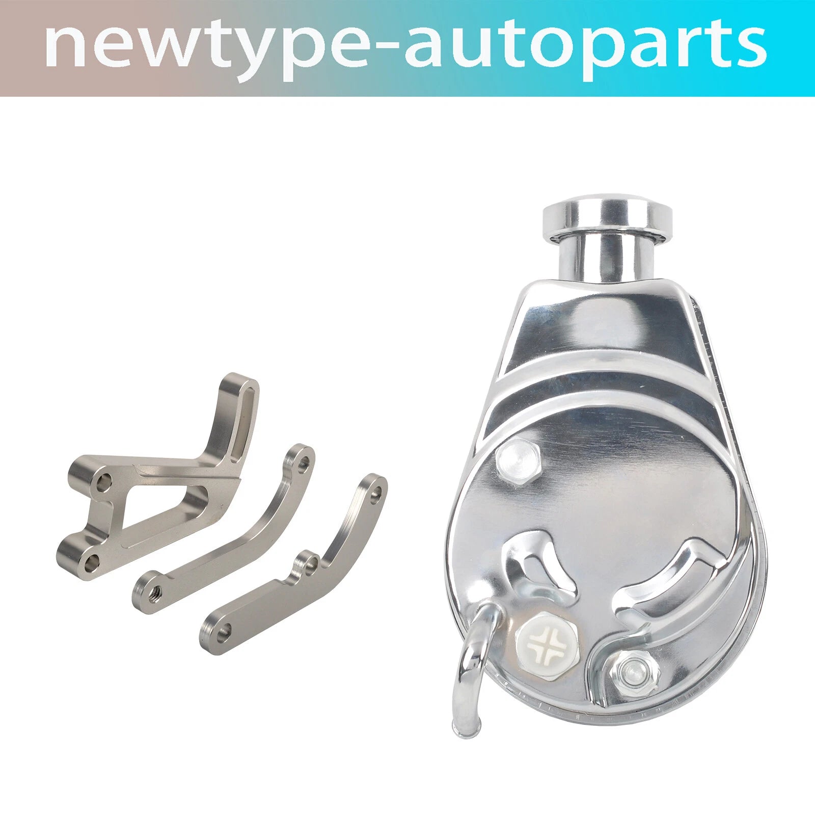 Saginaw Power Steering Pump + Chrome Bracket Kit for Small Block Chevy (SBC)