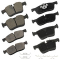 Set of 8 Ceramic Brake Pads with Hardware Kit for Jaguar E-Pace