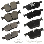 Set of 8 Ceramic Brake Pads with Hardware Kit for Jaguar E-Pace