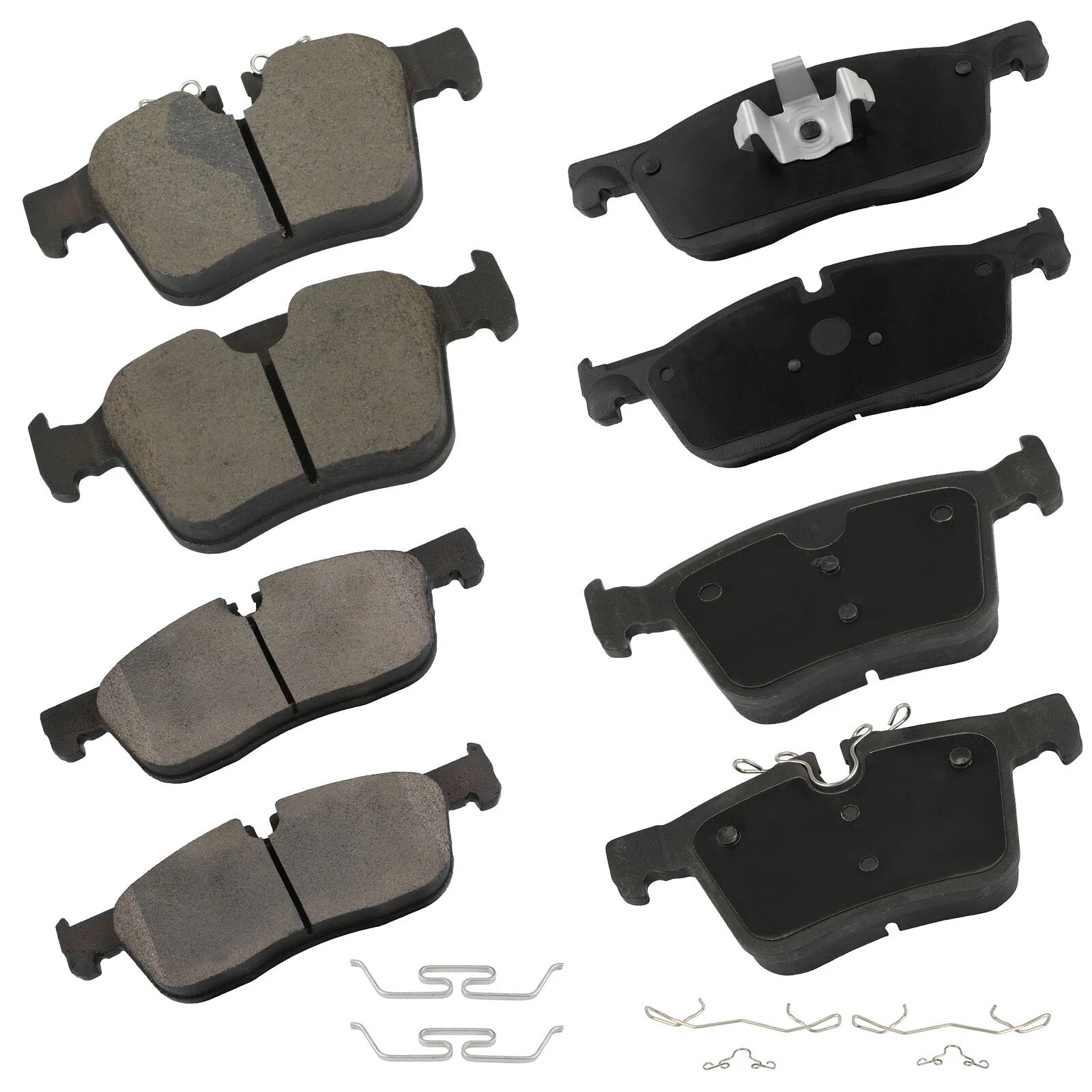 Set of 8 Ceramic Brake Pads with Hardware Kit for Jaguar E-Pace