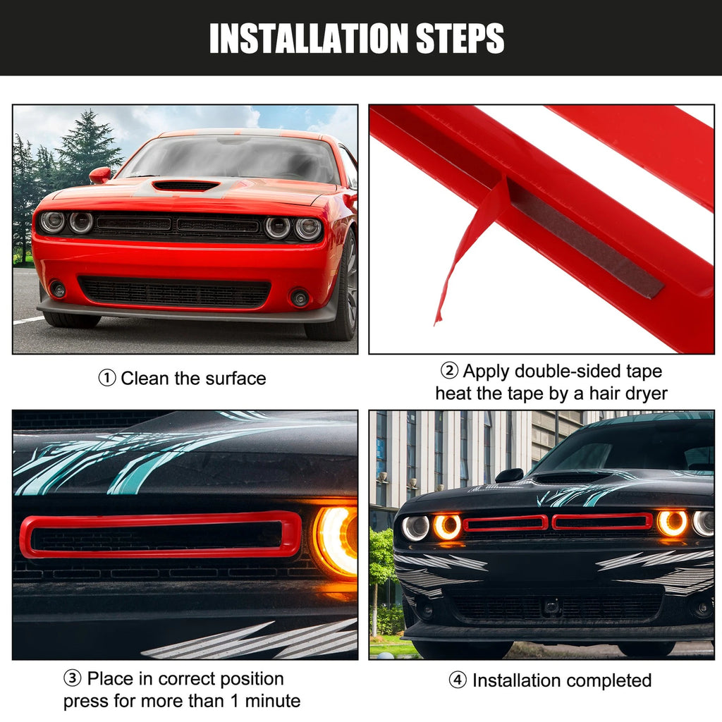Front Grill Mesh Grille Inserts for Dodge Challenger (2015–2022) Red
