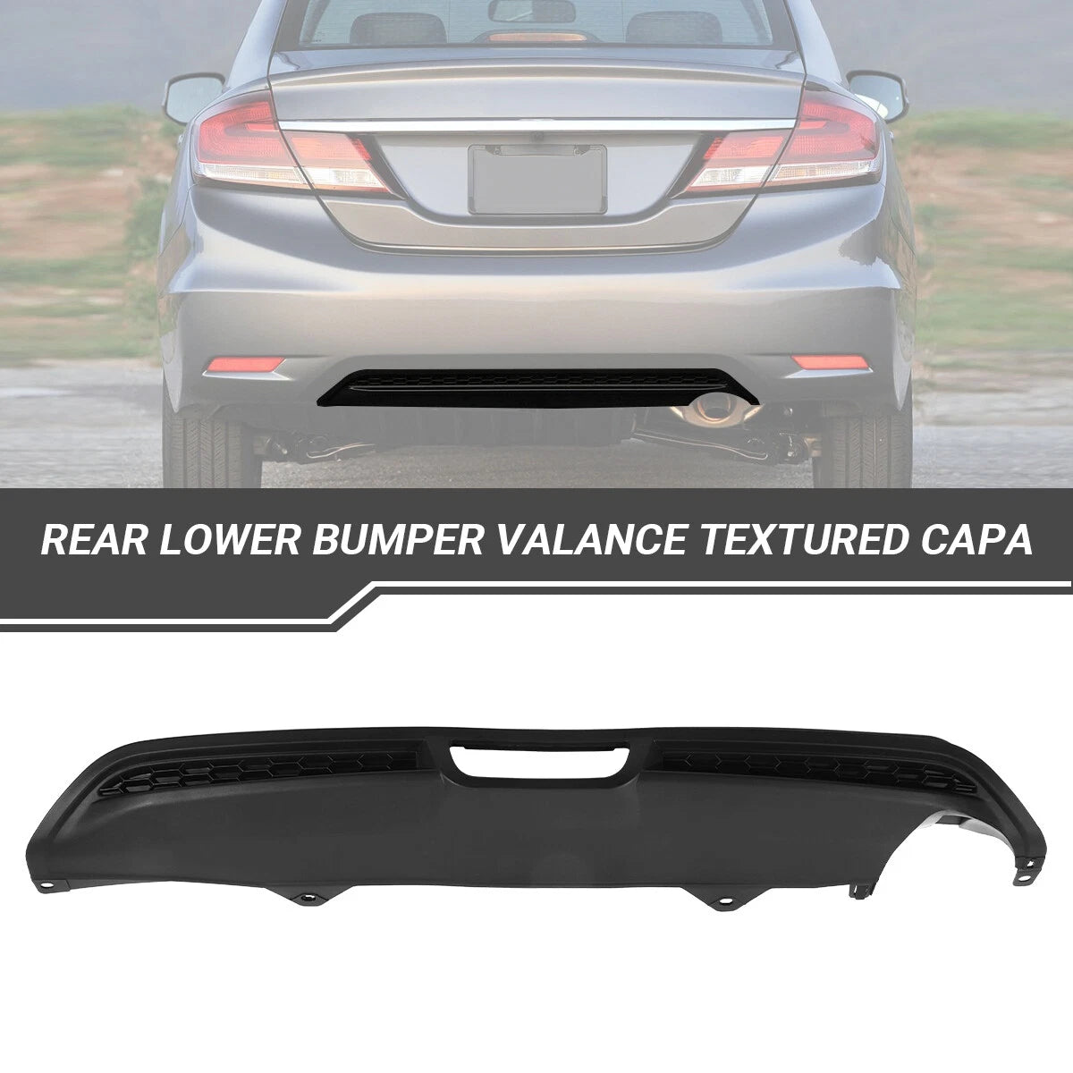 Rear Valance Lower Bumper Cover for Honda Civic (2013–2015) Textured Black