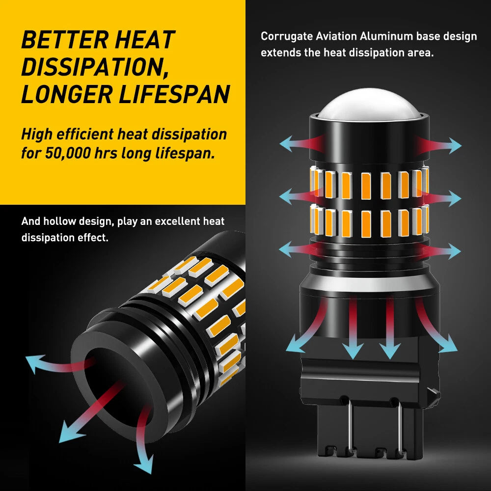 2X Amber LED Turn Signal Parking Light Bulbs for Car (3157 3156)