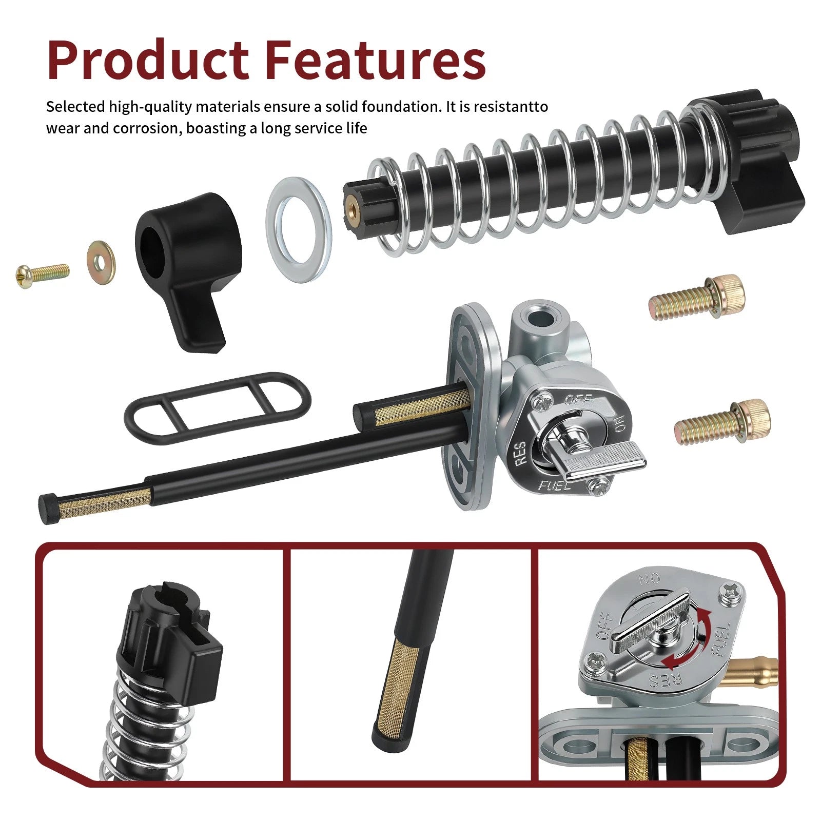 Petcock Fuel Shutoff Valve Lever Knob for Polaris Scrambler 500 (1997–2001)