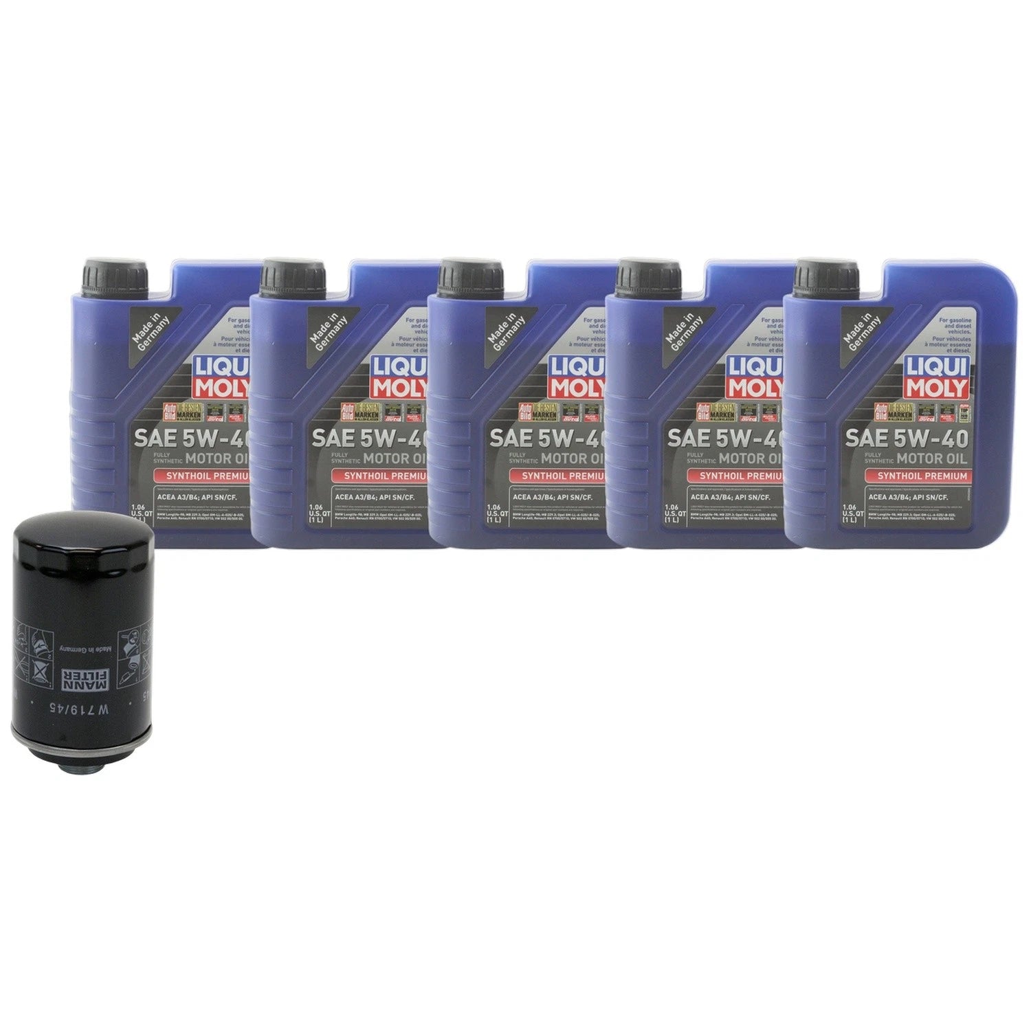 5L Liqui Moly Synthoil Premium 5W-40 Engine Oil Change Kit for A3 Jetta (2006–2013)