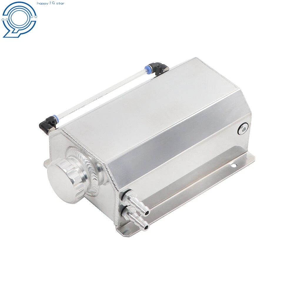 2L Polished Aluminum Coolant Radiator Overflow Reservoir Tank for