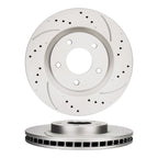 Front Set Drilled & Slotted Brake Rotors for Nissan Rogue & Sentra (2007–2013)