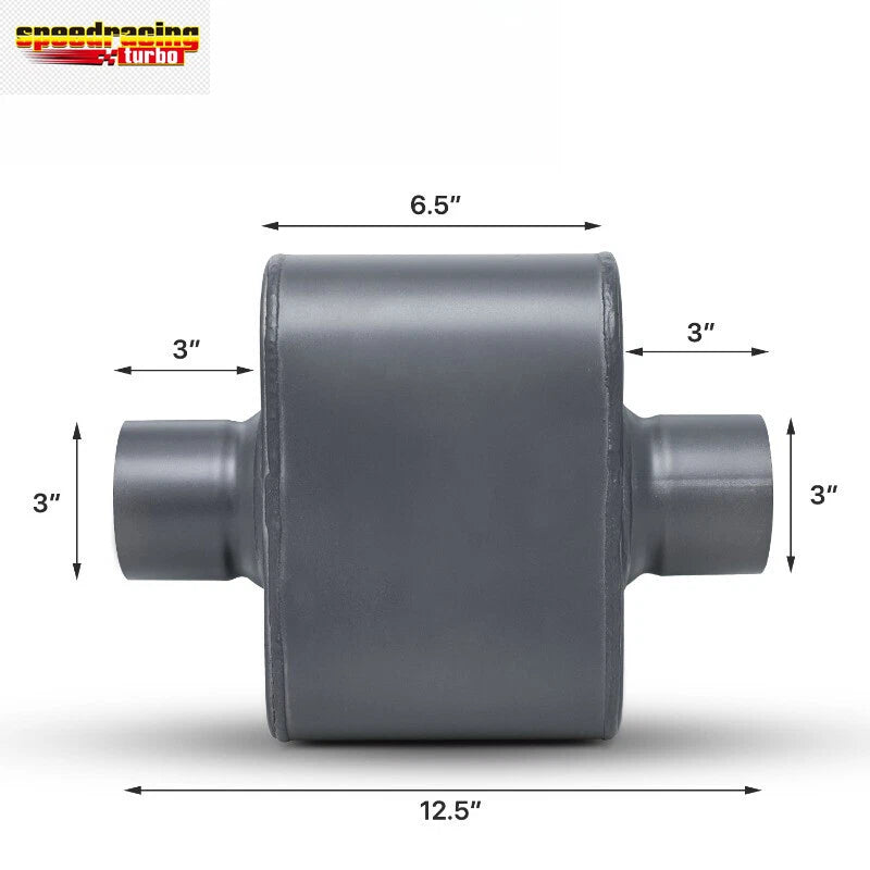 2X 3" Center Inlet/Outlet Stainless Steel Exhaust Muffler for Universal