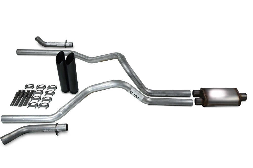 2.5" Dual Exhaust Kit for Dodge Ram 1500 (2004–2008) Stainless Muffler Black T Corner E