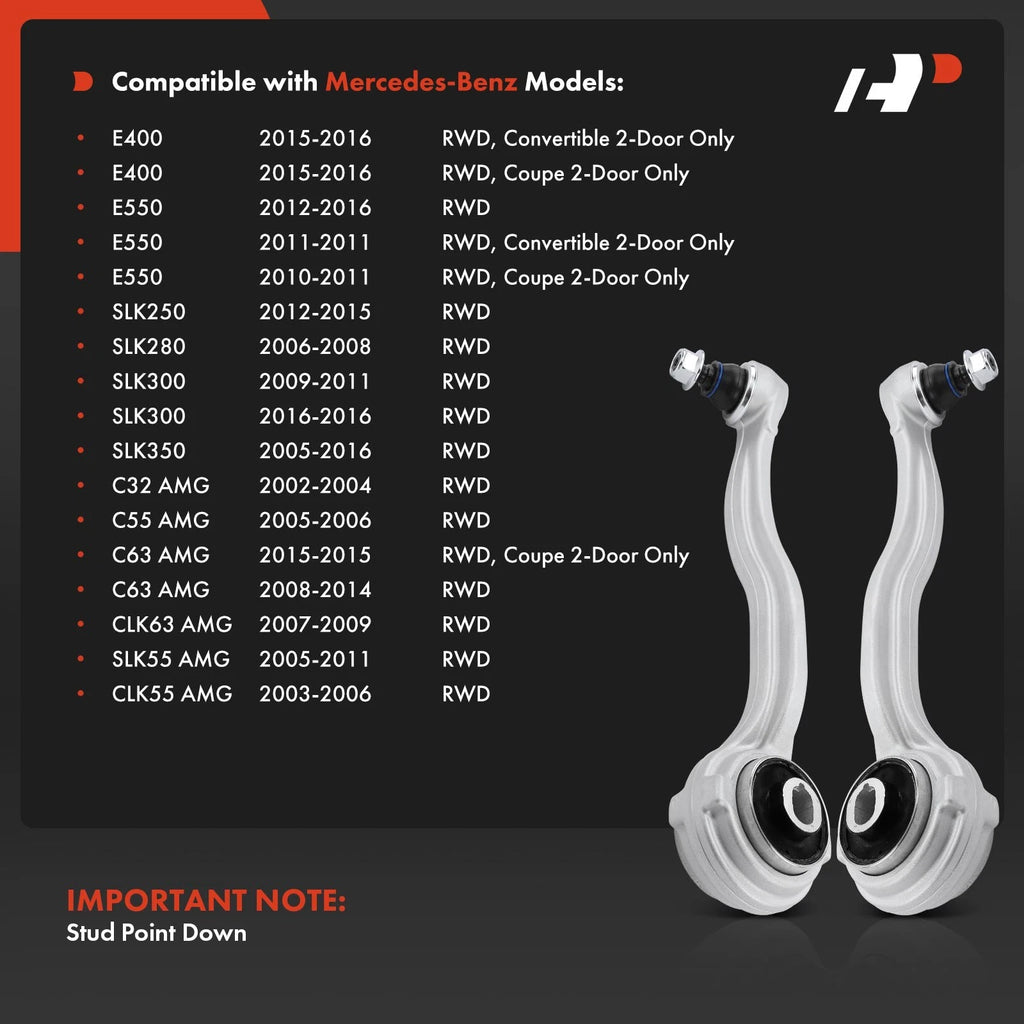 2X Front Lower Control Arm with Ball Joint for Mercedes-Benz C230 (2007–2010)