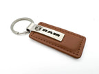 Leather Key Fob Brown Rectangle with Dodge Ram Emblem for Dodge Ram (2009–2024)