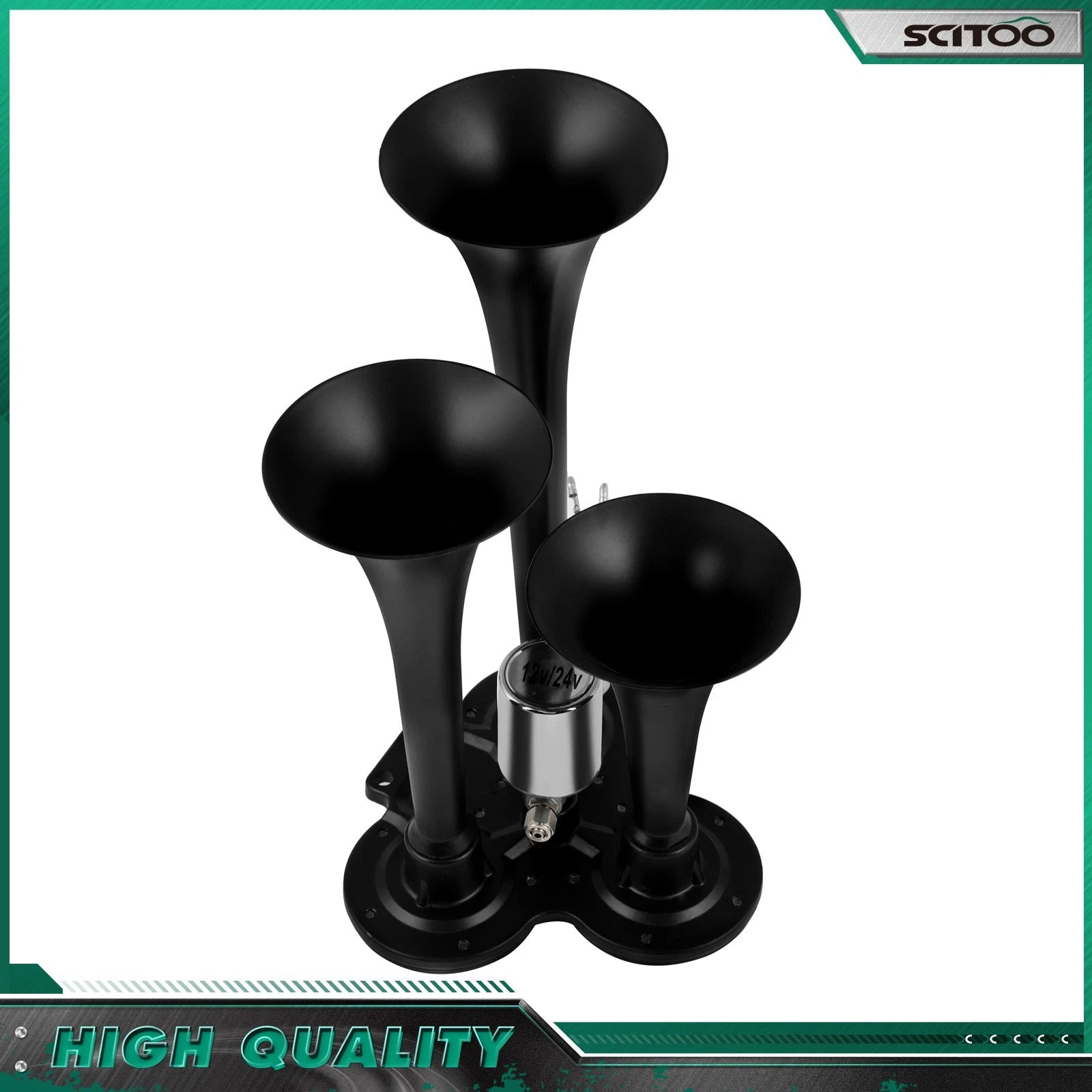 3 Trumpet Train Horn Kit for Truck Van Car Boat (Electric Air Horn 150db)