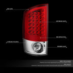Set of 2 Full LED Tail Brake Light Lamps for Dodge Ram 1500 2500 3500 (2002–2006)
